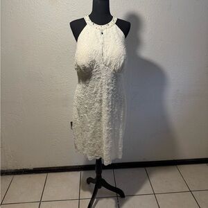 Elegant White Lace Halter Dress